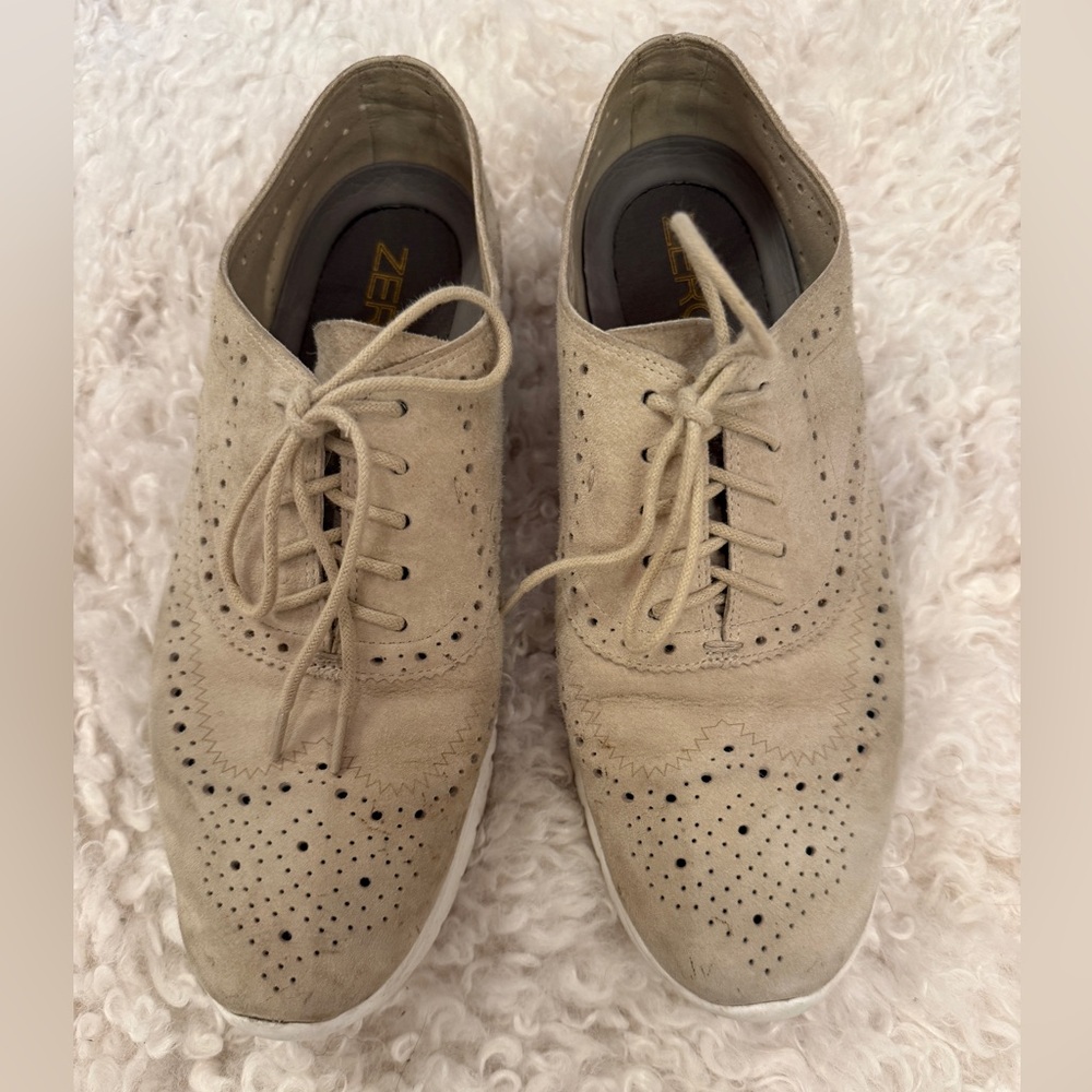 Cole Haan Suede Zerogrand Light Tan Cream Loafers, 9